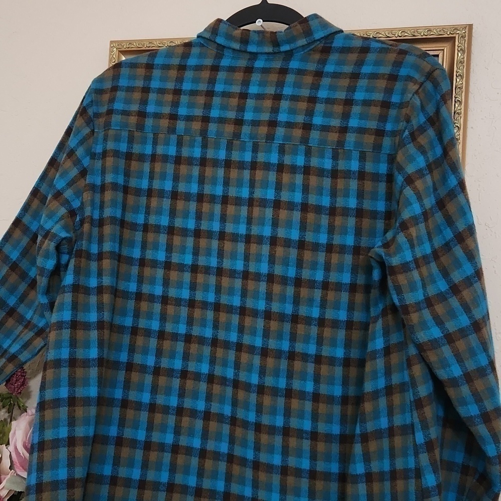 One 24 Rags Flannel Button Down Plaid Shirt Small Raw Hem Oversized Fall - Picture 11 of 12